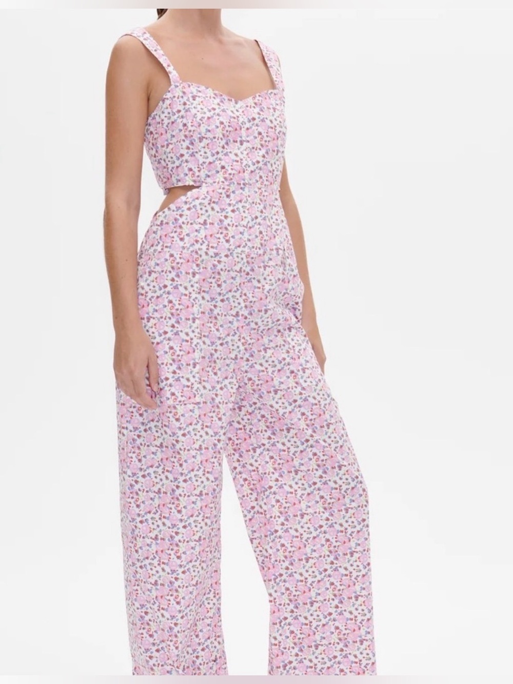 Baum und pferdgarten Pink Floral Cutout Wide-Leg Jumpsuit size US 10 nwt